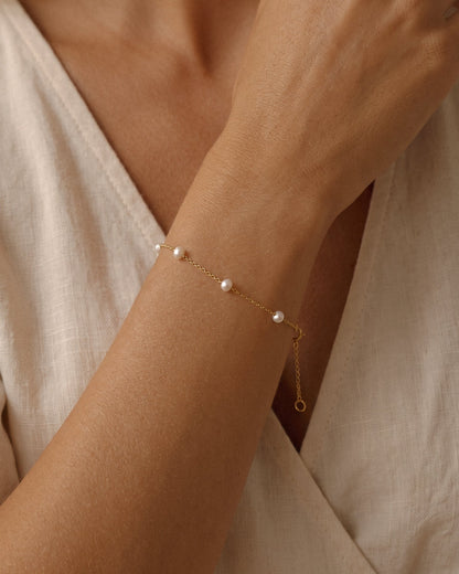 PRE-ORDER: Freshwater Pearl Station Bracelet - 14k Solid Gold