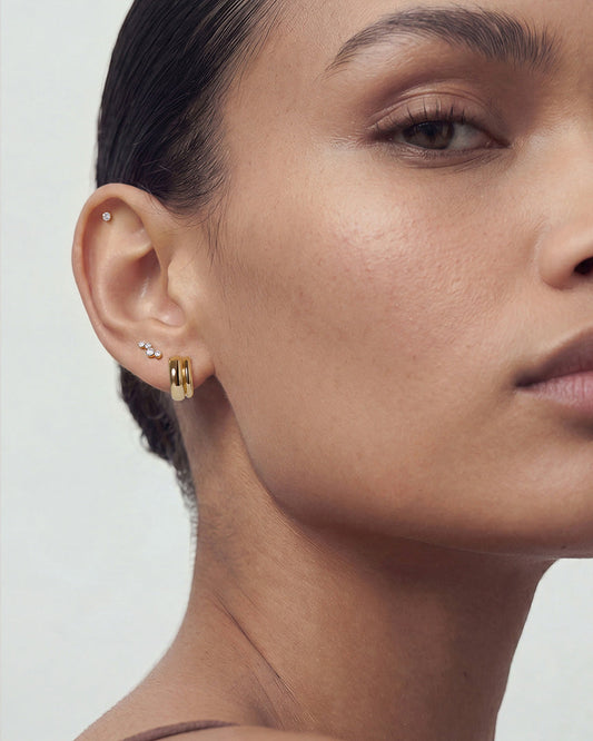 Round Lab-Grown Diamond Flatback Piercing - 14k Solid Gold