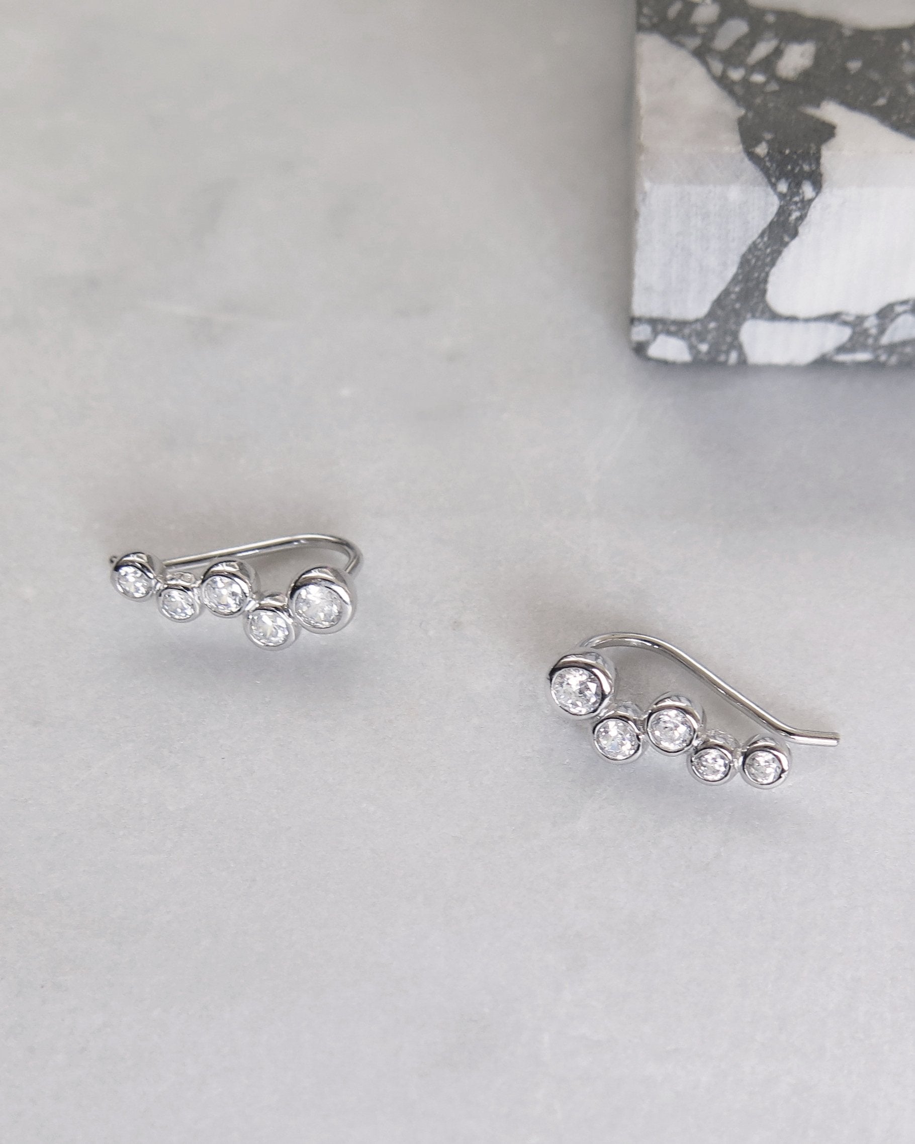 CZ Satellite Earrings - Sterling Silver - The Littl | Waterproof Gold Jewellery Australia