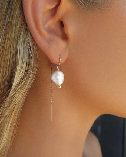 Azalia Freshwater Pearl U-Threader Earrings - 14k Gold-Filled - Hypoallergenic & Waterproof | The Littl