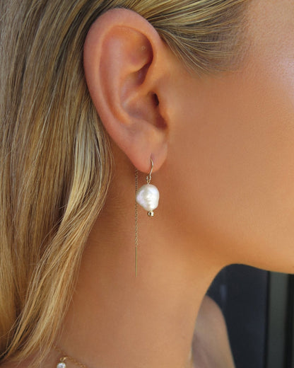 Azalia Freshwater Pearl U-Threader Earrings - Everyday Earrings - 14k Gold-Filled | The Littl Australia