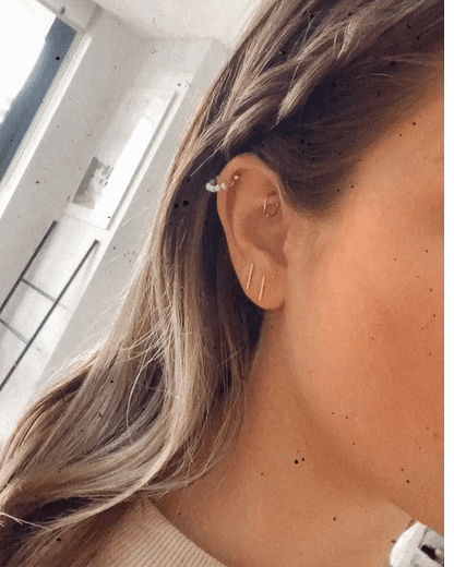 Bar Stud Earrings - 14k Yellow Gold Fill - Hypoallergenic & Waterproof | The Littl