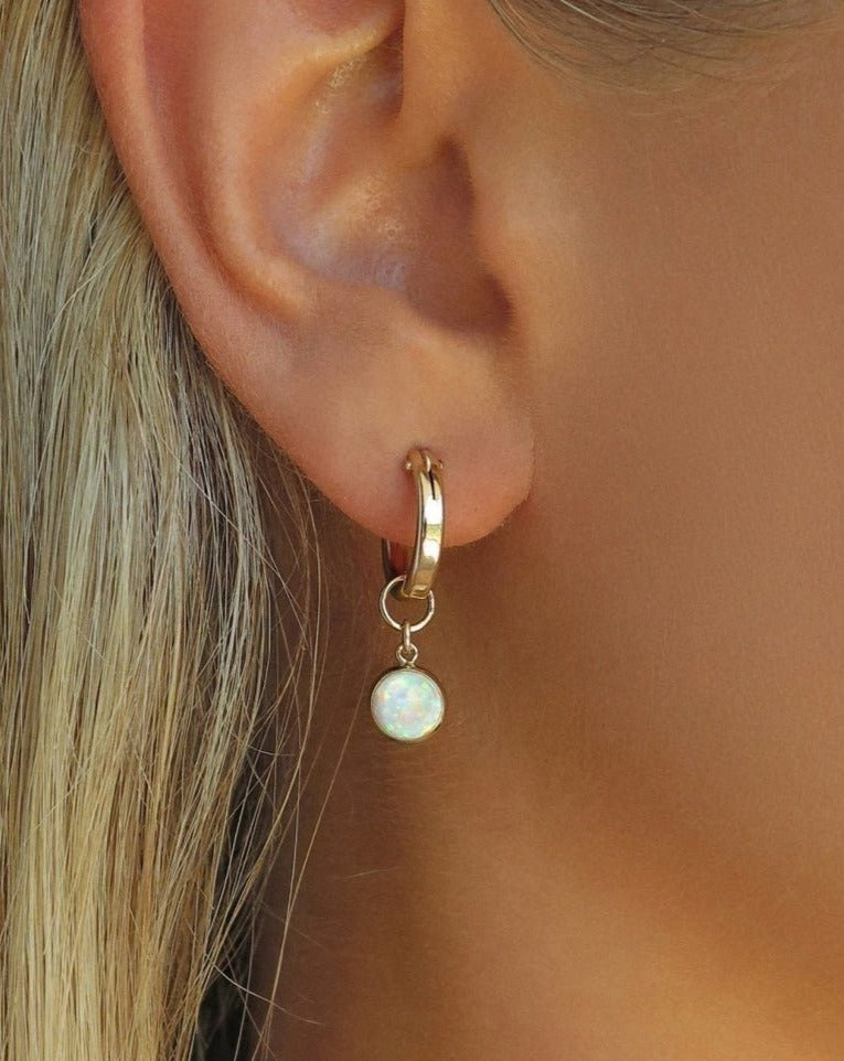 BELLO OPAL THICK HOOP EARRINGS- 14k Yellow Gold Fill - The Littl - 12mm - Earrings