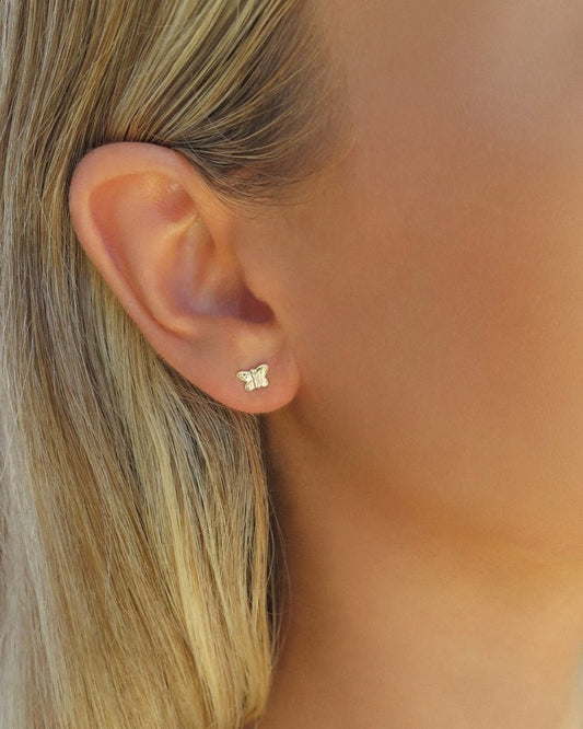 BUTTERFLY STUD EARRINGS- 14k Yellow Gold - The Littl - 14k Yellow Gold Fill -