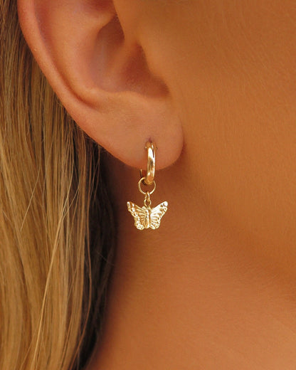 Butterfly Thick Hoop Earrings - 14k Gold-Filled - Waterproof & Tarnish-Resistant | The Littl
