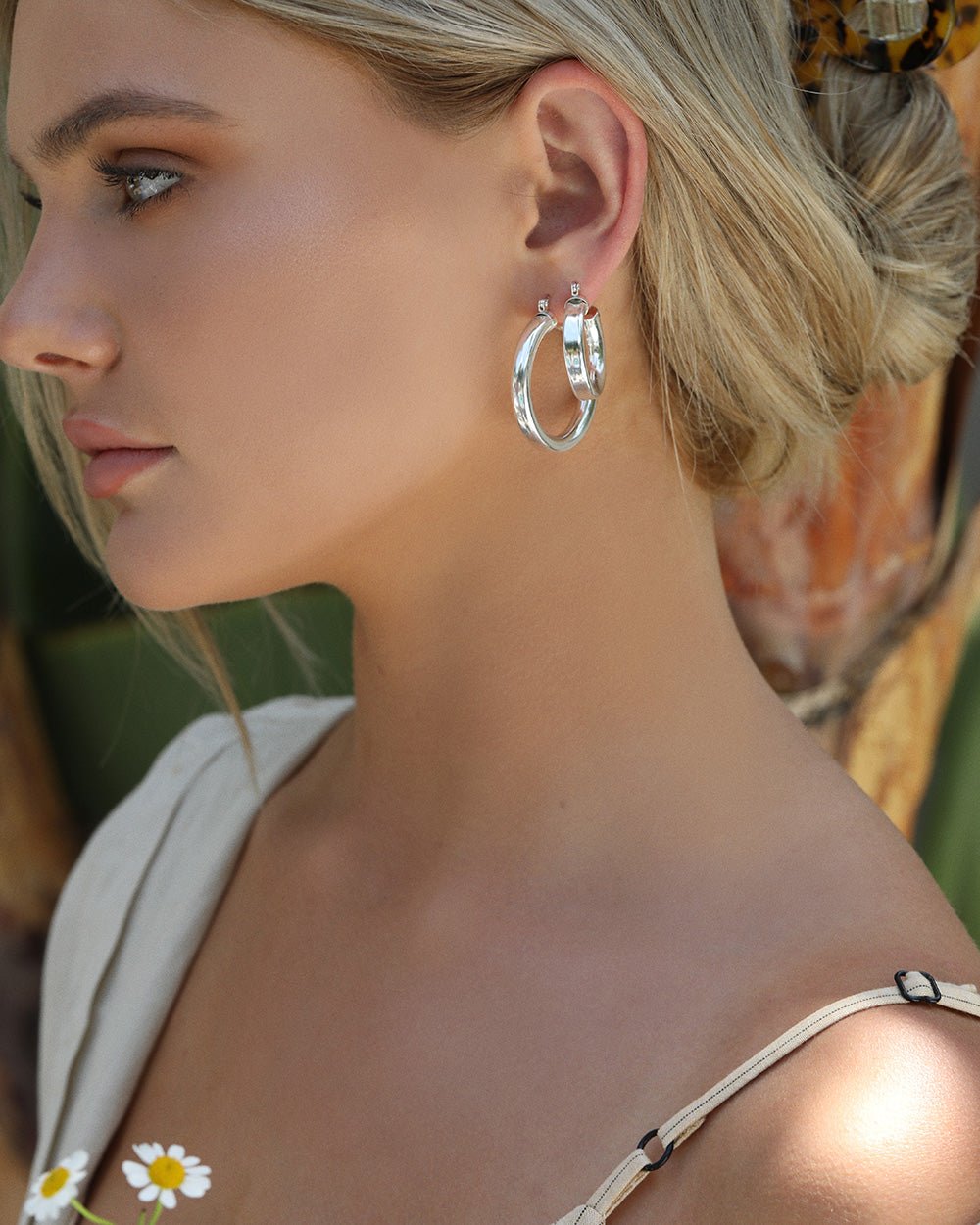 Chicago Hoop Earrings - Sterling Silver - Worn | The Littl Australia