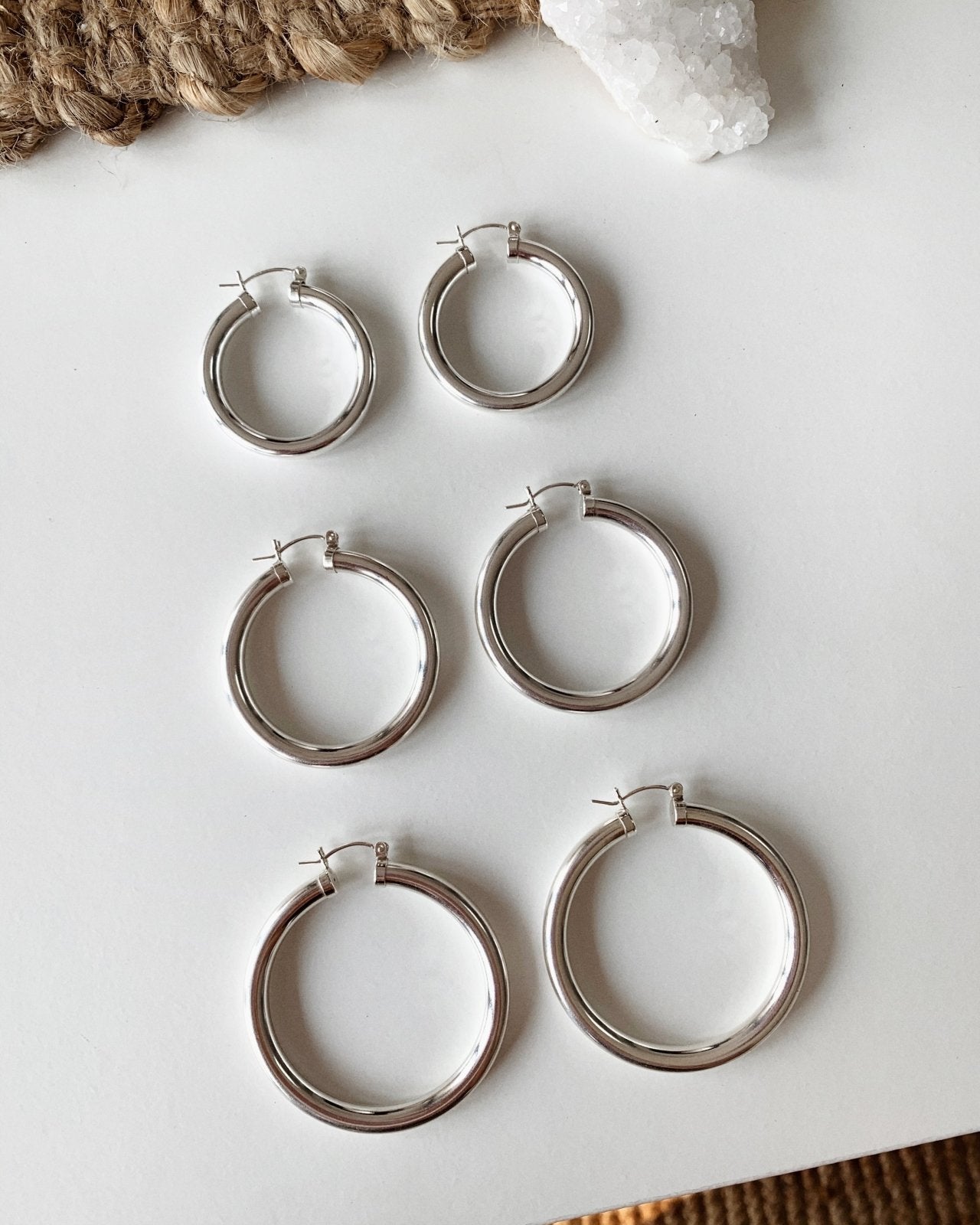 Chicago Hoop Earrings - Sterling Silver - Hypoallergenic & Waterproof | The Littl