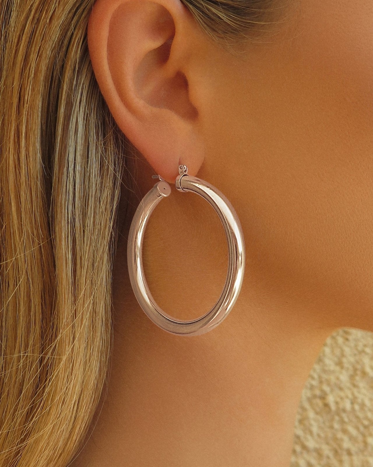 Chicago Hoop Earrings - Sterling Silver - Worn | The Littl Australia