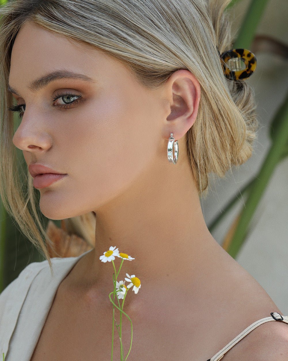 Chicago Hoop Earrings - Sterling Silver - Styled - Waterproof | The Littl