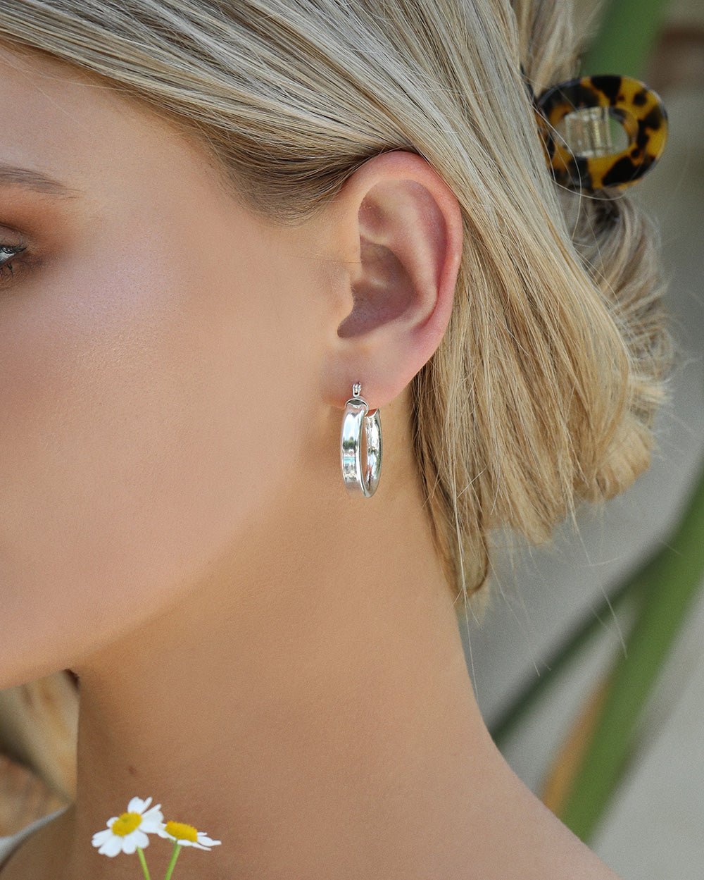 Chicago Hoop Earrings - Sterling Silver - Worn - Waterproof | The Littl