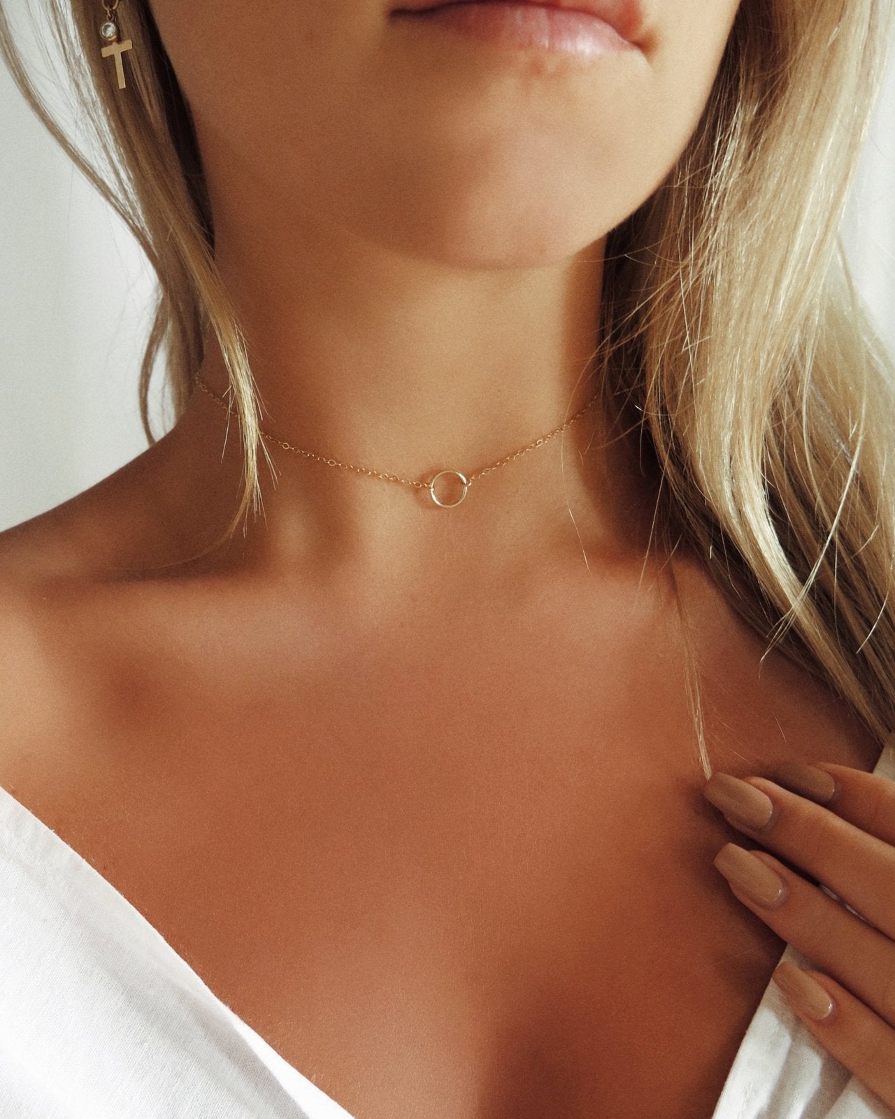 CIRCLE NECKLACE- 14k Yellow Gold - The Littl - Classic Chain - Pendant