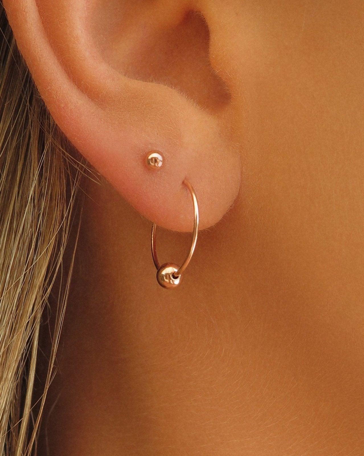 Classic Hoop Earrings Close-Up - 14k Rose Gold-Filled | The Littl