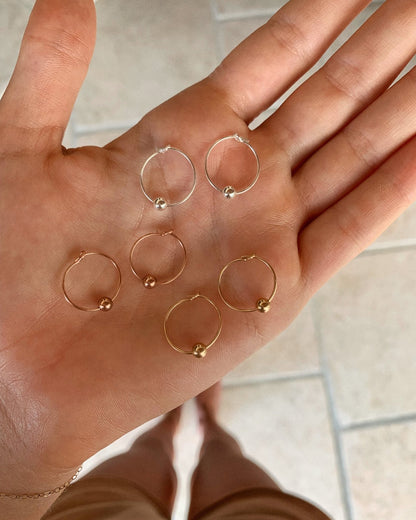 Classic Hoop Earrings - Sterling Silver - On Model | The Littl