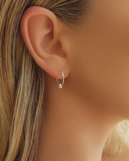 Classic Hoop Earrings Close-Up - Sterling Silver | The Littl