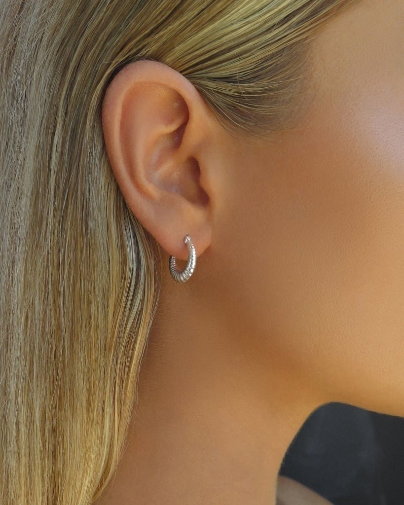 CROISSANT HOOP EARRINGS- Sterling Silver - The Littl - Sterling Silver -