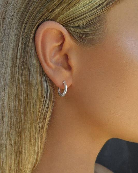 CROISSANT HOOP EARRINGS- Sterling Silver - The Littl - Sterling Silver -