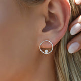 CZ Centre Stud Earrings - Sterling Silver