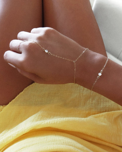CZ Hand Chain - 14k Rose Gold-Filled - Hypoallergenic & Waterproof | The Littl