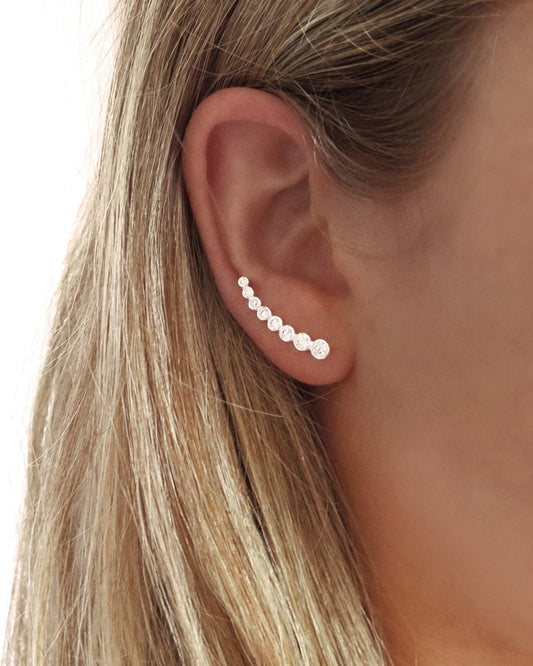 CZ LINE EARRINGS- Sterling Silver - The Littl - -