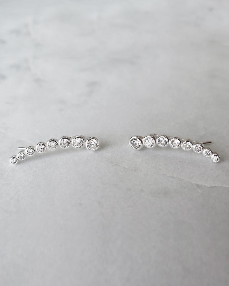 CZ LINE EARRINGS- Sterling Silver - The Littl - -