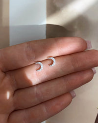 CZ Moon Stud Earrings - Sterling Silver | Waterproof & Tarnish-Resistant | The Littl