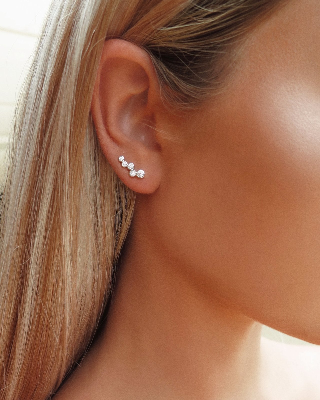 CZ Satellite Earrings - Sterling Silver | Waterproof & Tarnish-Resistant | The Littl