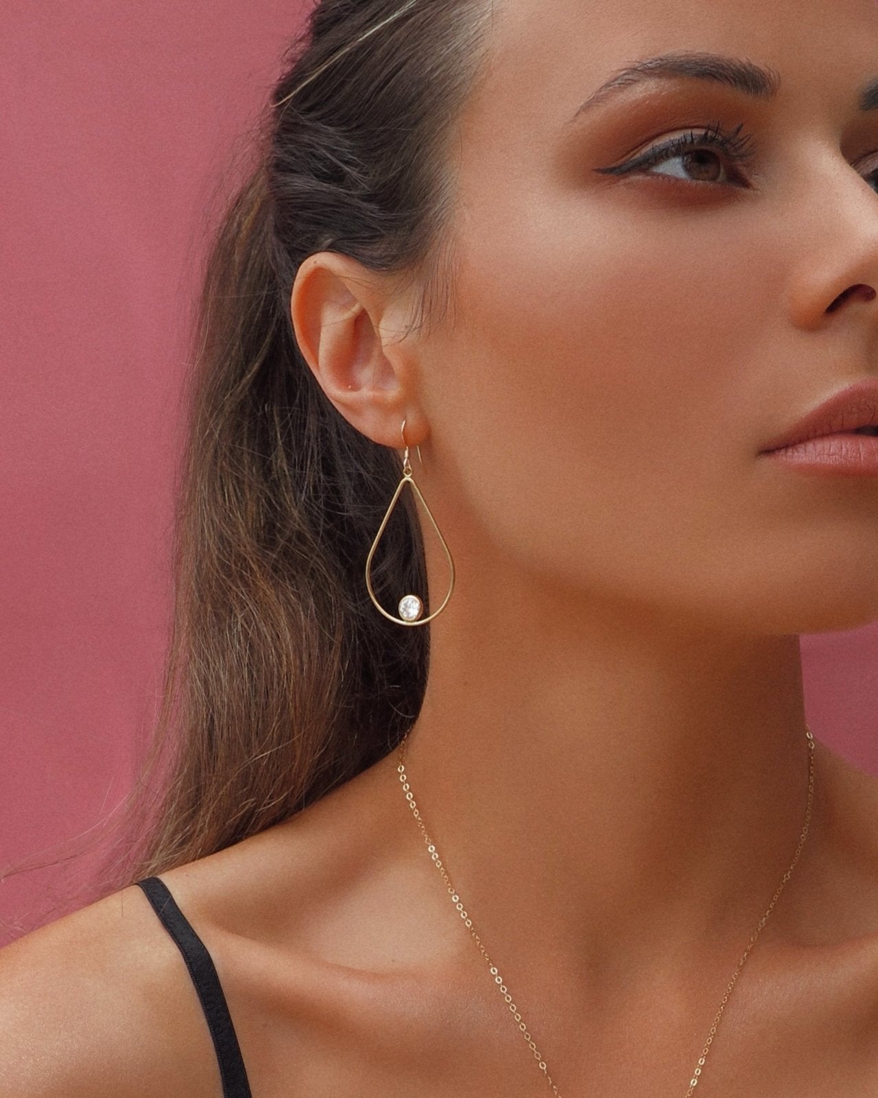 CZ Teardrop Earrings - 14k Gold-Filled - Waterproof & Tarnish-Resistant | The Littl
