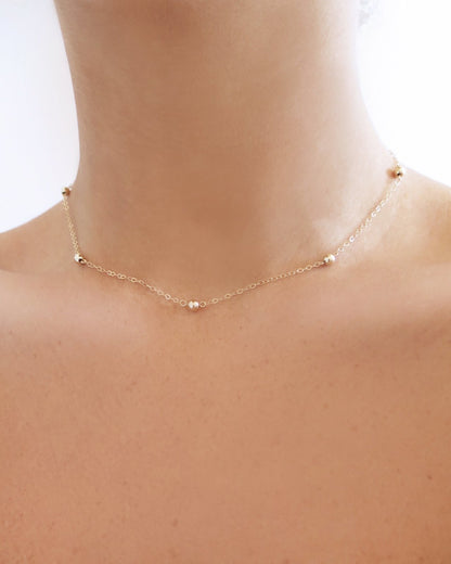Five Bead Necklace - 14k Rose Gold-Filled - Hypoallergenic & Waterproof | The Littl