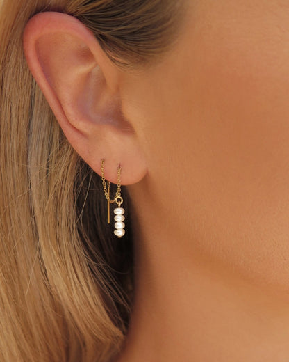 Freshwater Pearl Bar Threader Earrings - Everyday Earrings - 14k Gold-Filled | The Littl Australia