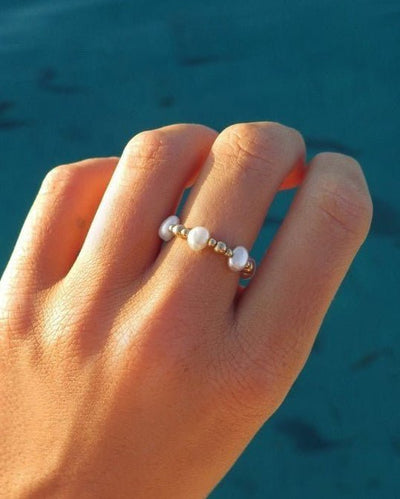 Freshwater Pearl Beaded Mix Ring - 14k Gold-Filled - Waterproof & Tarnish-Resistant | The Littl