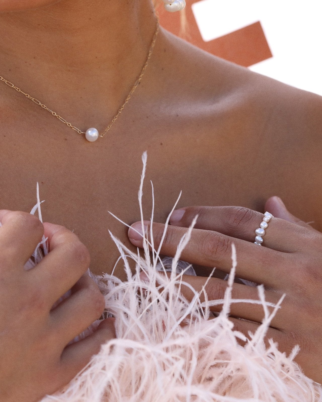 FRESHWATER PEARL BEADED RING - The Littl - 14k Yellow Gold Fill - S