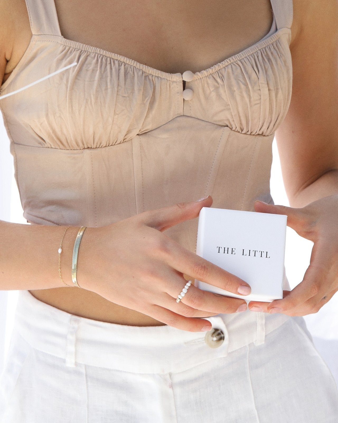 FRESHWATER PEARL BRACELET- 14k Yellow Gold - The Littl - Deluxe Chain - 16cm