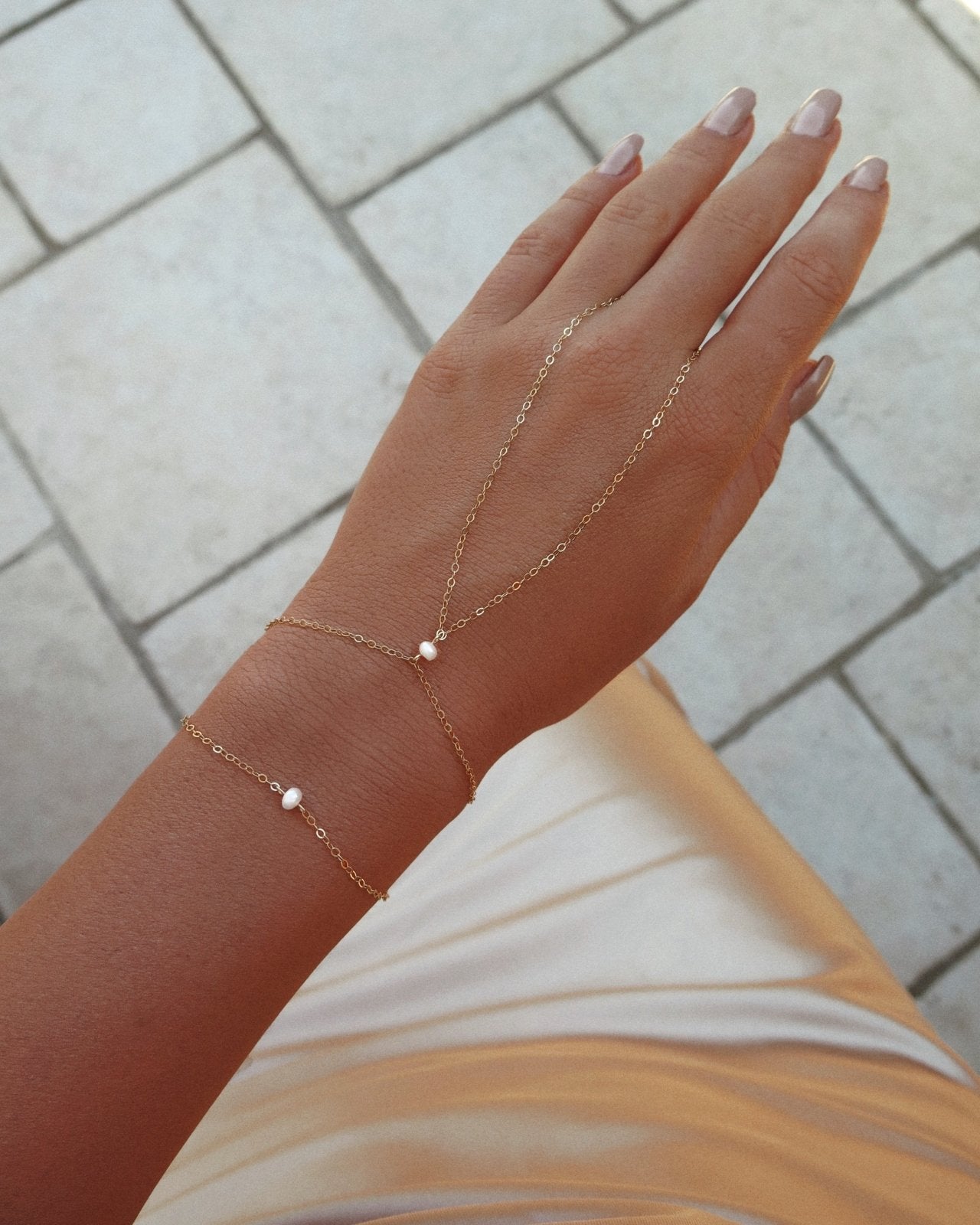 FRESHWATER PEARL BRACELET- 14k Yellow Gold - The Littl - Deluxe Chain - 16cm