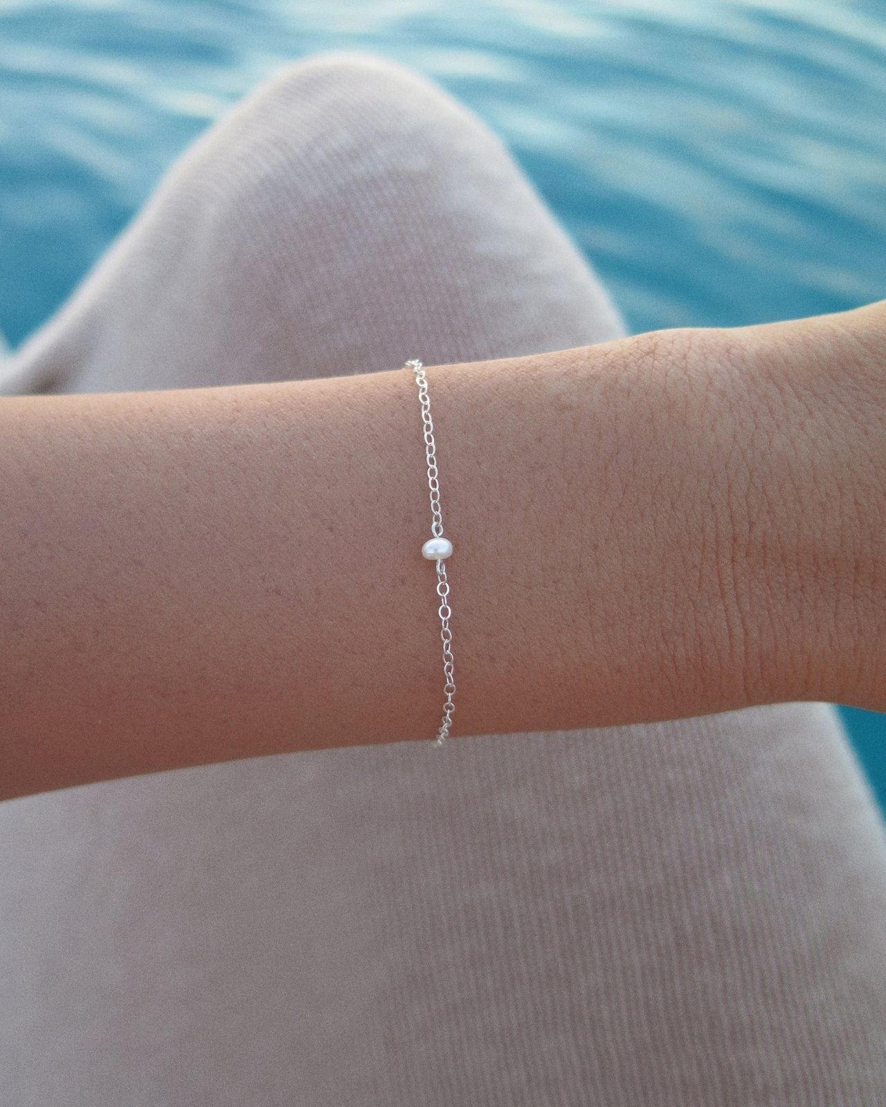 FRESHWATER PEARL BRACELET- Sterling Silver - The Littl - Deluxe Chain - 16cm