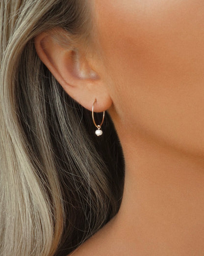 Freshwater Pearl Hoop Earrings - 14k Gold-Filled - Waterproof & Tarnish-Resistant | The Littl