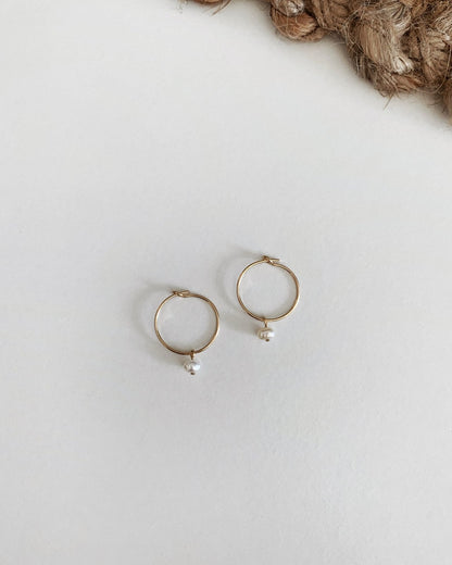 Pearl Hoop Earrings - 14k Gold-Filled - Waterproof & Tarnish-Resistant | The Littl