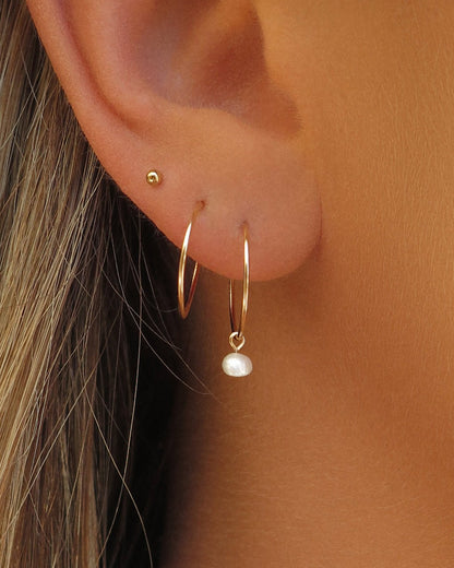 Gold Pearl Hoop Earrings - 14k Gold-Filled - Waterproof & Tarnish-Resistant | The Littl