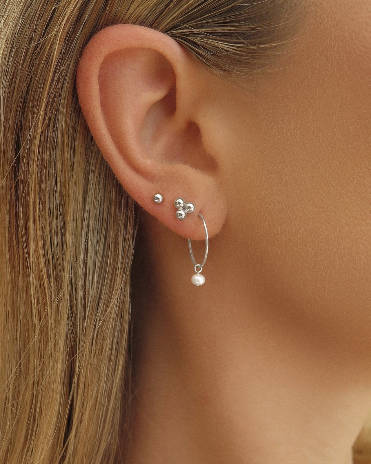 FRESHWATER PEARL HOOP EARRINGS- Sterling Silver - The Littl - -