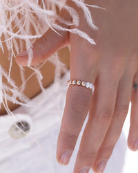Half Freshwater Pearl Beaded Ring - 14k Rose Gold-Filled - Waterproof & Tarnish-Resistant | The Littl