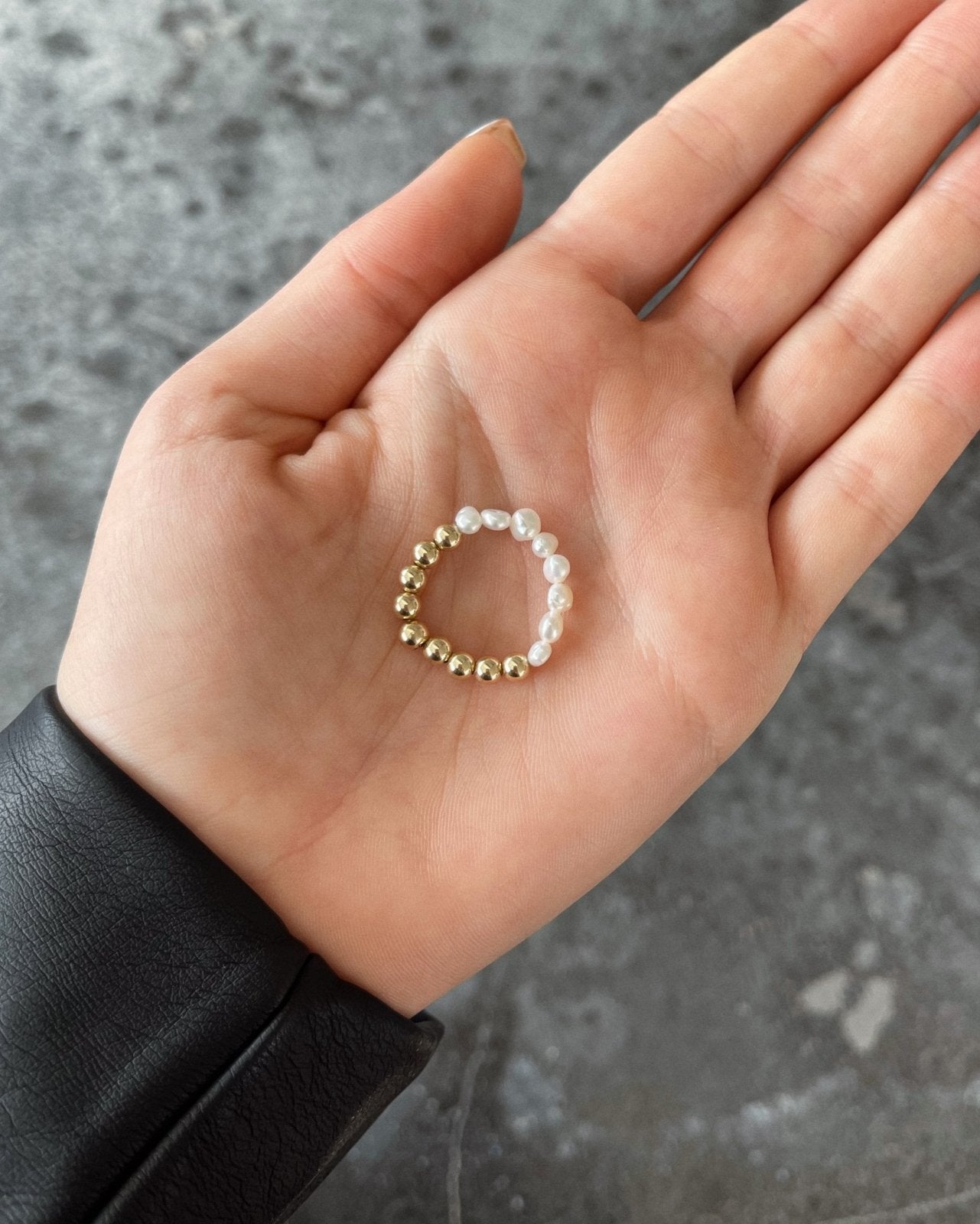 Half Freshwater Pearl Beaded Ring - Everyday Rings - 14k Rose Gold-Filled | The Littl Australia
