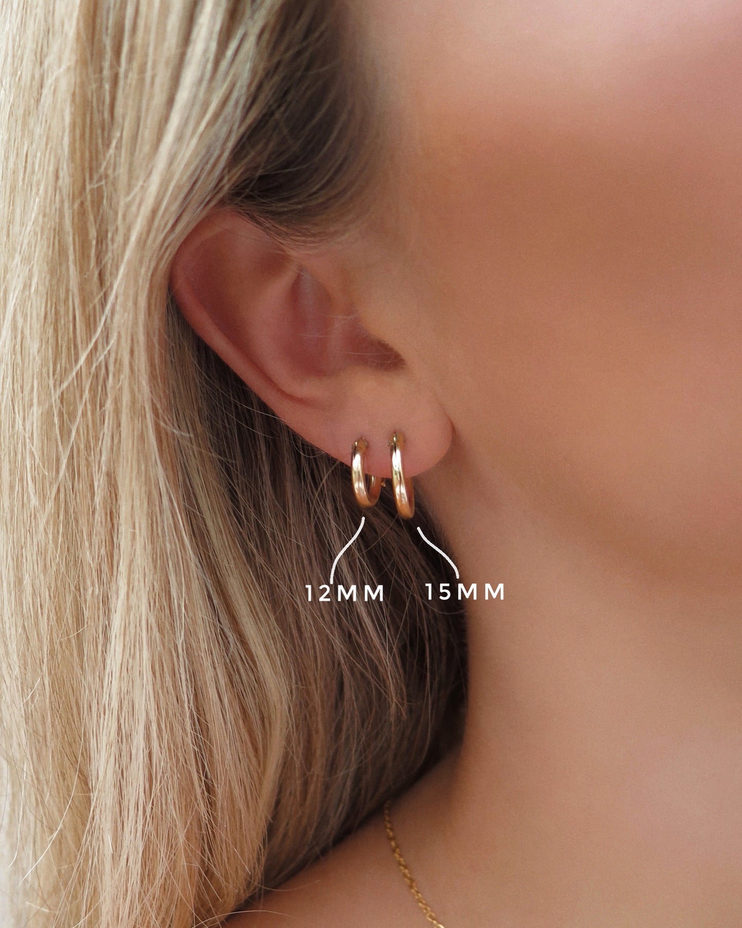 Double Heart Thick Hoop Earrings - 14k Yellow Gold Fill - The Littl | Waterproof Gold Jewellery Australia