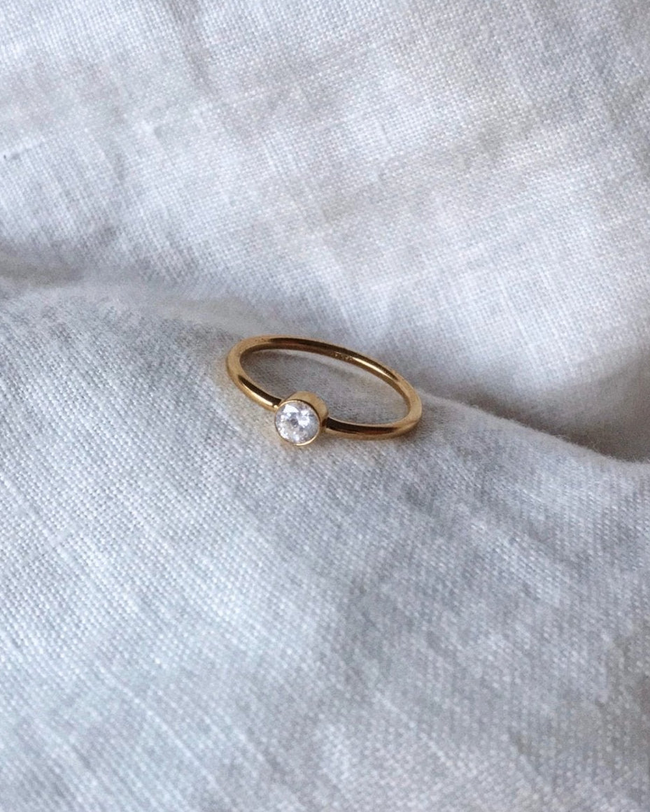 Large CZ Ring - 14k Gold-Filled - Waterproof & Tarnish-Resistant | The Littl