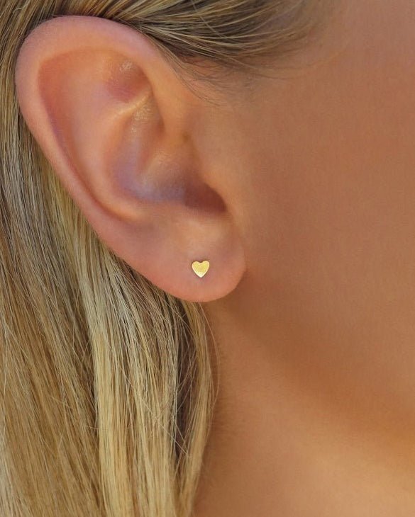 MINI HEART STUD EARRINGS- 14k Yellow Gold - The Littl - 14k Yellow Gold Fill -