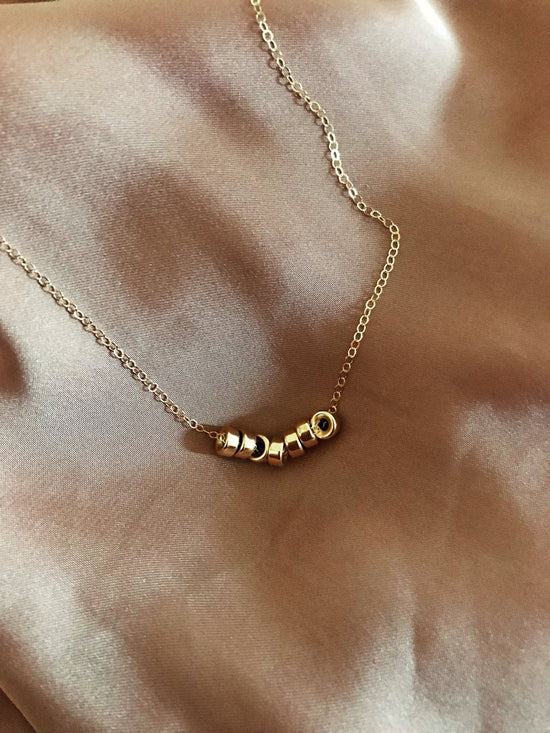 Load image into Gallery viewer, SEVEN RING NECKLACE- 14k Yellow Gold - The Littl - Deluxe Chain - 39cm
