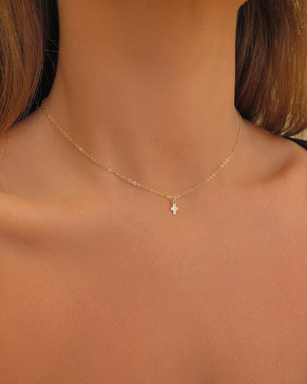 SINGLE CROSS NECKLACE - The Littl - 14k Yellow Gold Fill - Deluxe Chain Necklaces