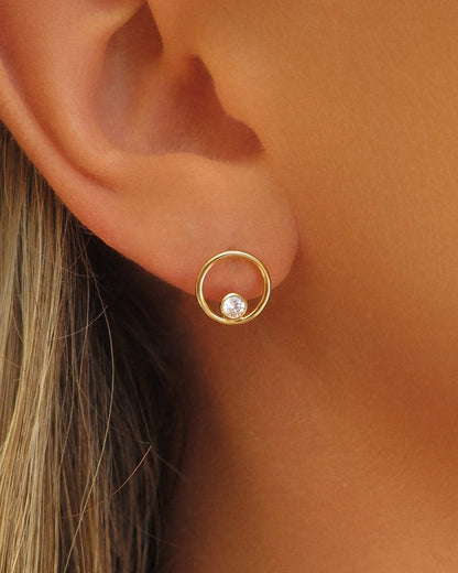 Small CZ Centre Stud Earrings - 14k Gold-Filled | Waterproof & Tarnish-Resistant | The Littl