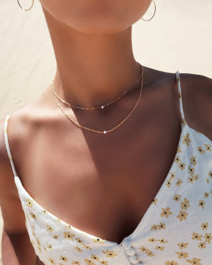 Small Freshwater Pearl Necklace - 14k Rose Gold-Filled - Worn - Waterproof | The Littl