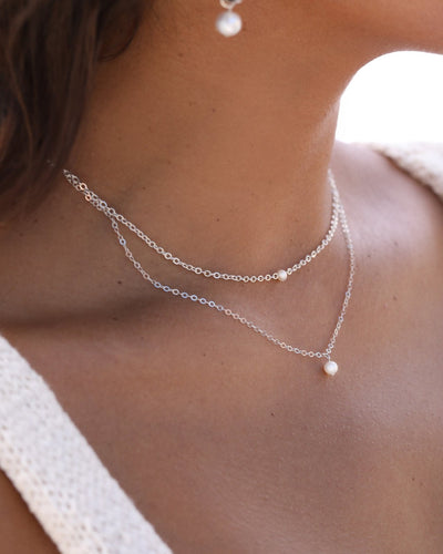 Silver Freshwater Pearl Necklace - 14k Rose Gold-Filled | The Littl Australia