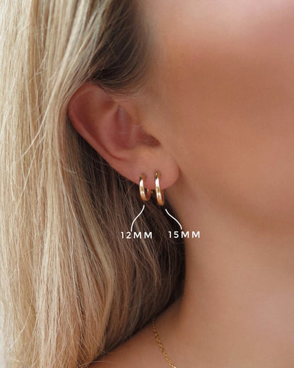 Butterfly Thick Hoop Earrings - 14k Gold-Filled - Worn - Waterproof | The Littl