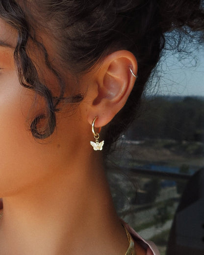 Butterfly Thick Hoop Earrings - Everyday Earrings - 14k Gold-Filled | The Littl Australia